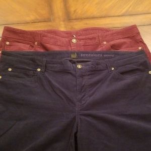 Cropped cord skinny jeans burgandy and navy